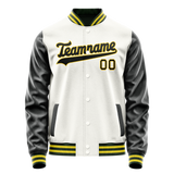 Custom White Black Solid Color Varsity Letterman Jacket