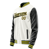 Custom White Black Solid Color Varsity Letterman Jacket