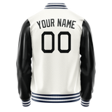 Custom White Black Solid Color Varsity Letterman Jacket