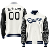 Custom White Black Solid Color Varsity Letterman Jacket