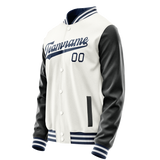 Custom White Black Solid Color Varsity Letterman Jacket