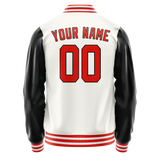 Custom White Black Solid Color Varsity Letterman Jacket