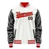 Custom White Black Solid Color Varsity Letterman Jacket