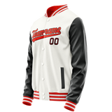 Custom White Black Solid Color Varsity Letterman Jacket