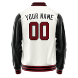 Custom White Black Solid Color Varsity Letterman Jacket