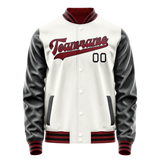 Custom White Black Solid Color Varsity Letterman Jacket