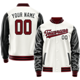Custom White Black Solid Color Varsity Letterman Jacket
