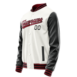 Custom White Black Solid Color Varsity Letterman Jacket