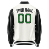Custom White Black Solid Color Varsity Letterman Jacket
