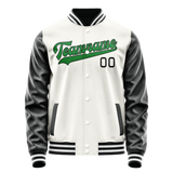 Custom White Black Solid Color Varsity Letterman Jacket