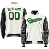 Custom White Black Solid Color Varsity Letterman Jacket