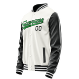 Custom White Black Solid Color Varsity Letterman Jacket