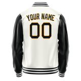 Custom White Black Solid Color Varsity Letterman Jacket
