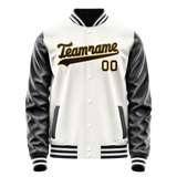 Custom White Black Solid Color Varsity Letterman Jacket