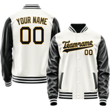 Custom White Black Solid Color Varsity Letterman Jacket