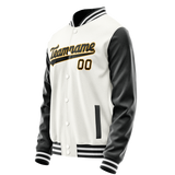 Custom White Black Solid Color Varsity Letterman Jacket