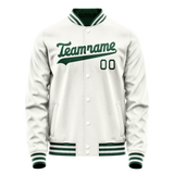 Custom White Kelly-Green Solid Color Varsity Letterman Jacket