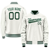 Custom White Kelly-Green Solid Color Varsity Letterman Jacket