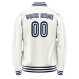 Custom White Navy Solid Color Varsity Letterman Jacket