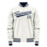 Custom White Navy Solid Color Varsity Letterman Jacket