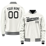Custom White Black Solid Color Varsity Letterman Jacket