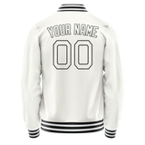 Custom White Black Solid Color Varsity Letterman Jacket