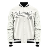 Custom White Black Solid Color Varsity Letterman Jacket