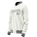 Custom White Black Solid Color Varsity Letterman Jacket
