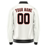 Custom White Black Solid Color Varsity Letterman Jacket