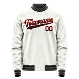 Custom White Black Solid Color Varsity Letterman Jacket