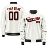 Custom White Black Solid Color Varsity Letterman Jacket