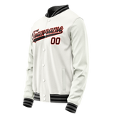 Custom White Black Solid Color Varsity Letterman Jacket