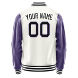Custom White Purple Solid Color Varsity Letterman Jacket