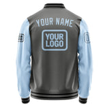 Custom Dark Grey Light Blue Jacket JA202008201717080817