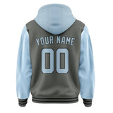 Custom Dark Grey Light Blue Jacket