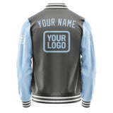 Custom Dark Grey Light Blue Jacket JA202008201818080818