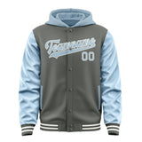 Custom Dark Grey Light Blue Jacket