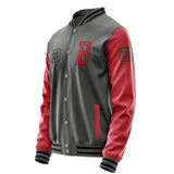 Custom Dark Grey Red Jacket JA202014201717141417