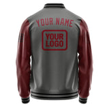 Custom Dark Grey Crimson Red Jacket JA202015201717151517