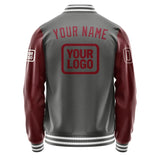 Custom Dark Grey Crimson Red Jacket JA202015201818151518