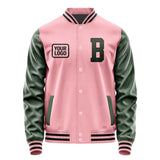 Custom Light Pink Dark Green Jacket JA212106211717060617