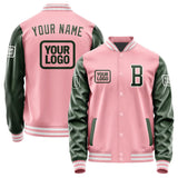 Custom Light Pink Dark Green Jacket JA212106211818060618