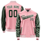 Custom Light Pink Dark Green Jacket