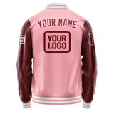 Custom Light Pink Crimson Red Jacket JA212115211818151518