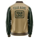 Custom Light Khaki Dark Green Jacket JA252506251717060617