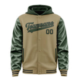 Custom Light Khaki Dark Green Jacket