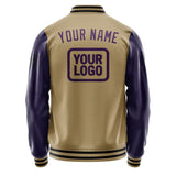 Custom Light Khaki Purple Jacket JA252507251717070717