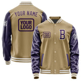 Custom Light Khaki Purple Jacket JA252507251818070718