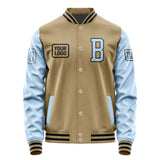 Custom Light Khaki Light Blue Jacket JA252508251717080817