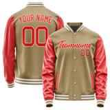 Custom Light Khaki Orange Red Jacket